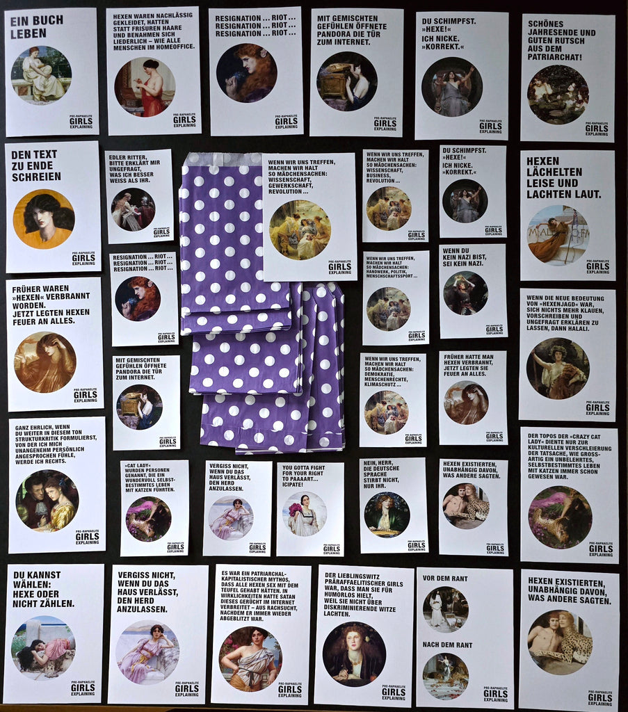 33 verschiedene Postkarten und Sticker mit PGExplaining-Motiven